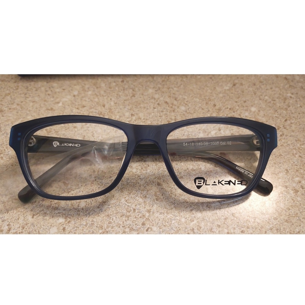 Blakened Eyewear DB-1007 Unisex 54-18-140 Blue Acetate Rectangular Indie Rock